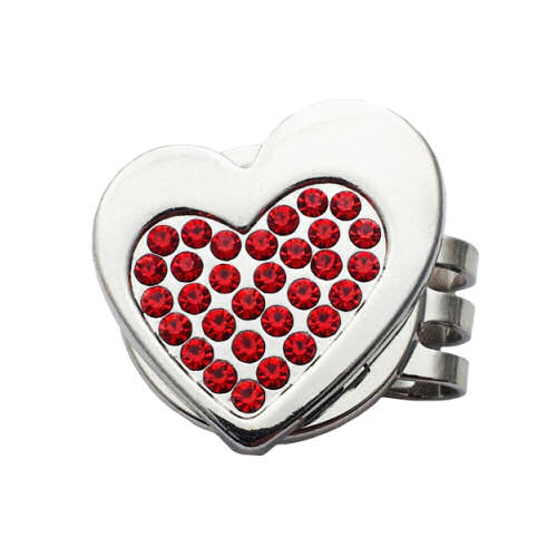 heart Light Siam red Crystal Golf Ball Marker Swarovski Elements,Crystal Golf Ballmarker Swarovski crystal stones elements gift present golf event tournament prize,crystal golfballmarker glamorous elegant golf accessory,powerful magnet clip stainless steel