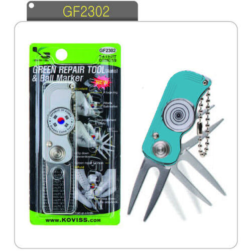 GF2302 Pitchfork - Green Repair Tool <br>
        (switchblade) & Hem Magic Golfbal Marker