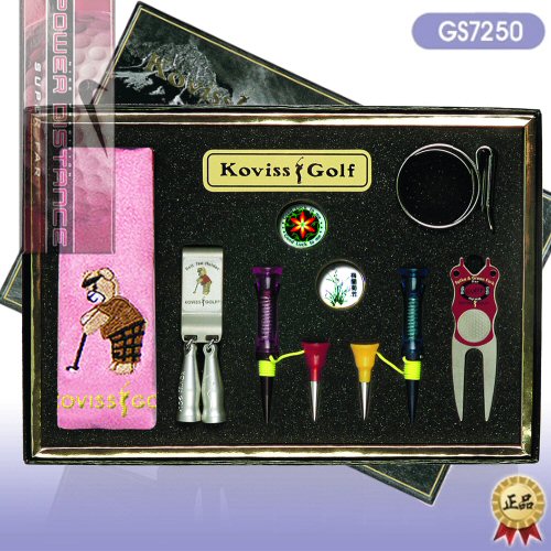 GS7250 Koviss Golf VS TEE golfer gift set important golf accessories, VS TEE predefined tee-up heights Drivers Woods, original spring loaded performance VS TEEs, xS Par3 TEE iron shots, stainless steel Divot Tool, golfball marker powerful magnetic shoe cap clip, stainless steel golf ball holder, golftee holder stainless steel