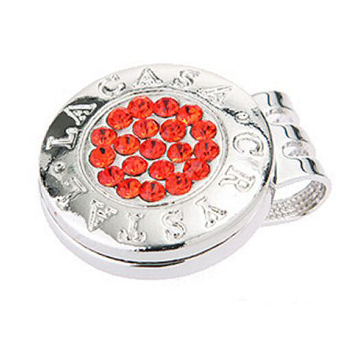 Hyacinth orange-red Crystal Golf Ball Marker Swarovski Elements,Crystal Golf Ballmarker Swarovski crystal stones elements,Crystal Golfballmarker gift present golf event tournament prize,crystal golfballmarker glamorous elegant golf accessory,powerful magnet clip stainless steel