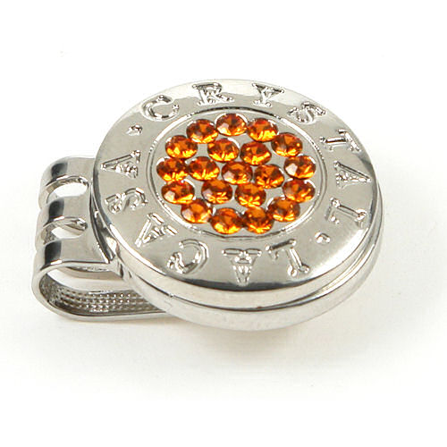 Topaz orange-yellow Crystal Golf Ball Marker Swarovski Elements,Crystal Golf Ballmarker Swarovski crystal stones elements,Crystal Golfballmarker gift present golf event tournament prize,crystal golfballmarker glamorous elegant golf accessory,powerful magnet clip stainless steel