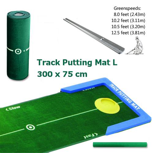 Track Putting Mat Improve putting stroke results, exercise straight putts left right or double breaks, Track Putting Mat can replicate them all. great tool to improve putting in different ways, innumerable realistic challenges reach goals putting