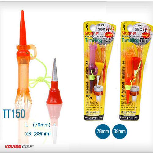 TT150 Koviss Golf MAG TEE equipped flexible magnetic urethane golf tee head, expanded crown-shaped cup support allows stable tee off, predefined tee-up heights, correct tee up height more confidence,Koviss Golf TEE flexible urethane head designed for men driver,Par3 golf tee iron shots