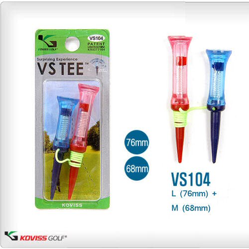 VS104 Koviss VS TEE spring loaded golf tee for Driver Woods, stable tee off, expanded ring-shaped cup support ball stability, VS TEE predefined tee up height,proper height,maximum distance tee shot,success from the tee box