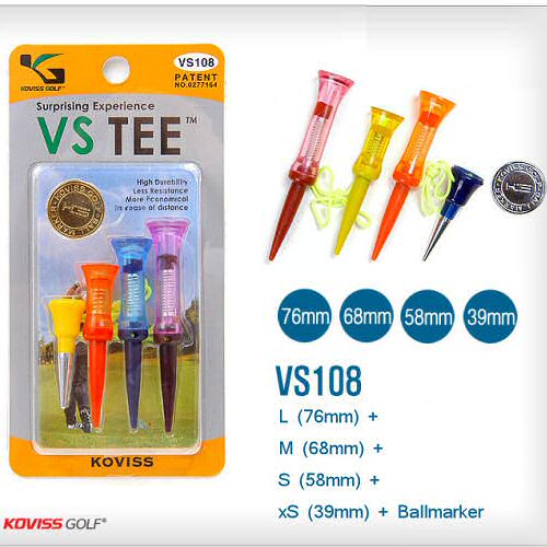 VS108 Koviss VS TEE spring loaded golf tee for Driver Woods Hybrid, stable tee off solid launching, expanded ring-shaped cup support solid stability ball, xS Par3 TEE durable construction iron shots,VS TEE predefined tee up height,proper height,maximum distance tee shot