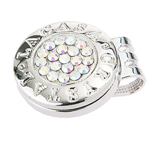 Crystal AB cristaux transparent effet Aurora Borealis Crystal Golfball Marker, marque balle avec Cristaux orné avec des éléments Swarovski,clip à ressort acier inox fixation super magnétique,marqueurs de balle rond cristaux scintillants,marque balle casquette chaussure,petit important accessoire de golf cristaux