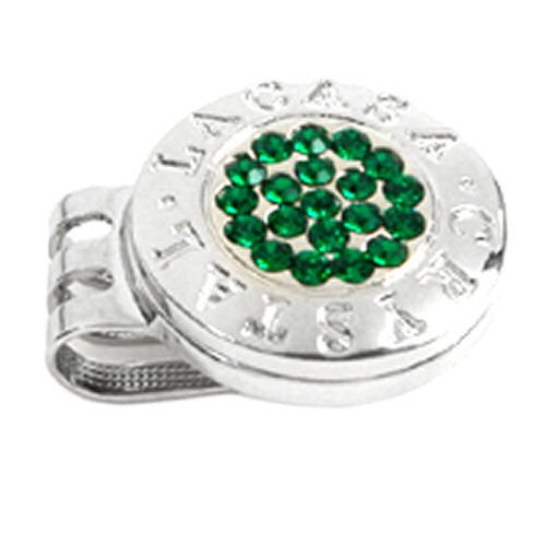 cristaux Emerald vert Crystal Golfball Marker éléments Swarovski, marque balle avec Cristaux orné avec des éléments Swarovski,clip à ressort acier inox fixation super magnétique,marqueurs de balle rond cristaux scintillants