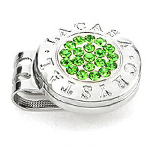 Peridot lichtgroen Crystal Golf Ball Marker Swarovski elementen, Crystal Golf Ballmarker Swarovski kristallen stenen elementen, Crystal Golfballmarker geschenk aanwezig golf evenement toernooi prijs, kristal golfballmarker glamoureuze elegante golf accessoire, krachtige magneet clip gemaakt van roestvrij staal